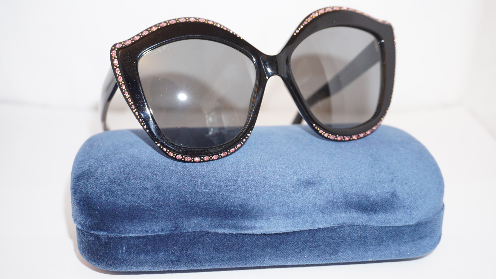 GUCCI New Sunglasses Black Pink Swarovski Crystals Mirror
