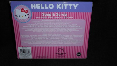 NIP Hello Kitty soap & scrub set w/shampoo cotton candy scent