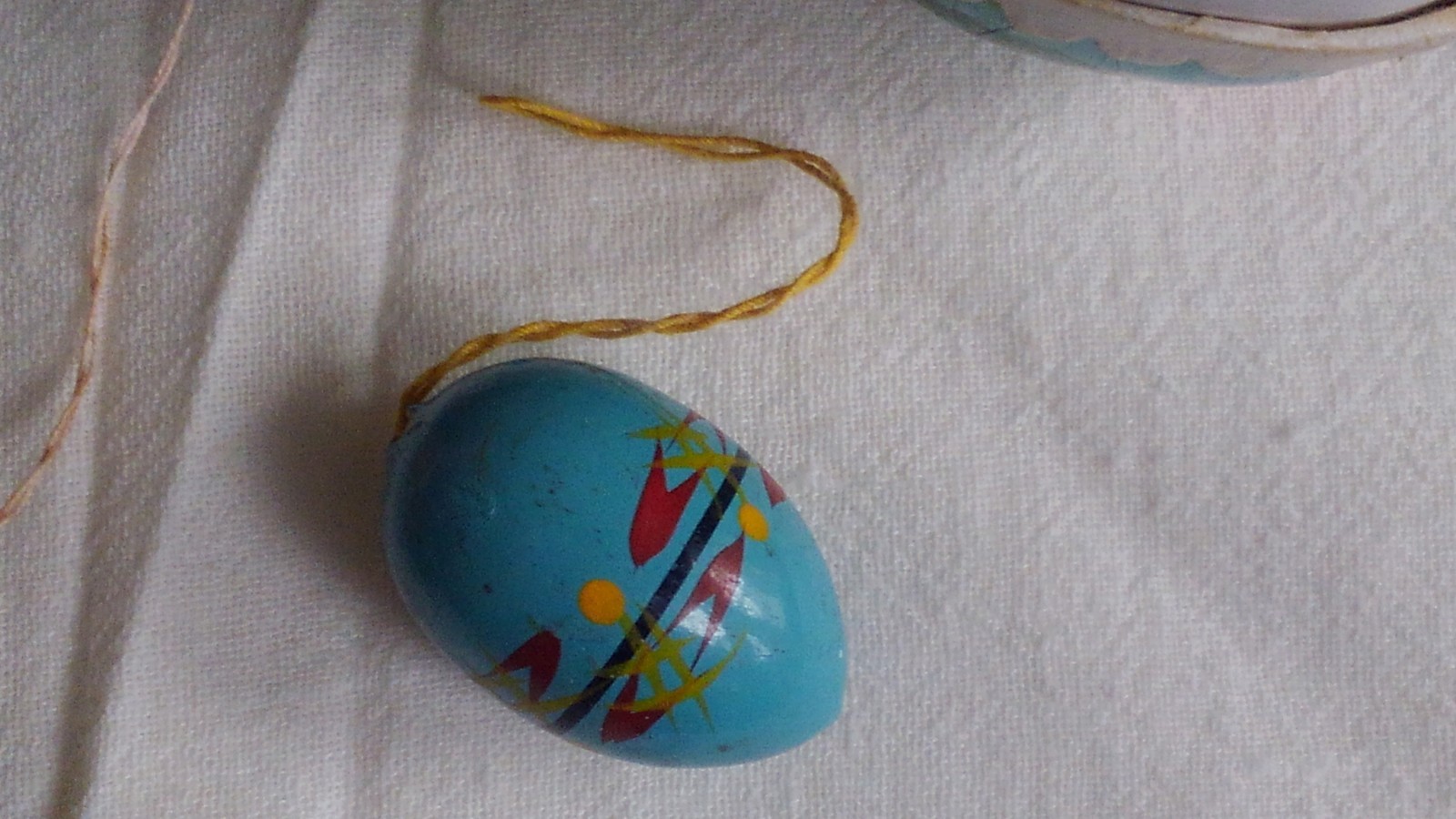 4 Vintage Hand Painted Egg Ornaments Christmas & Easter with one large paper egg