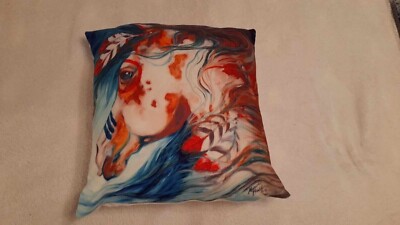 Native American Themed Indian Painted Pony With Feathers Cushion Cover & Infill