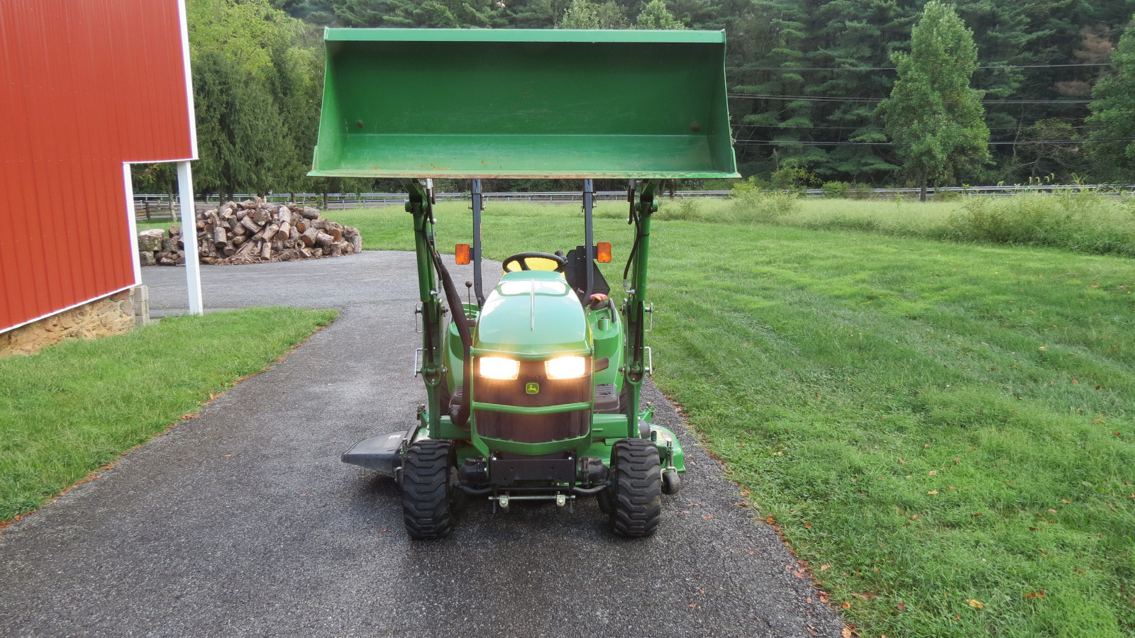2011 JOHN DEERE 1023E 4X4 COMPACT UTILITY TRACTOR W/ LOADER & MOWER HYDRO 215 HR