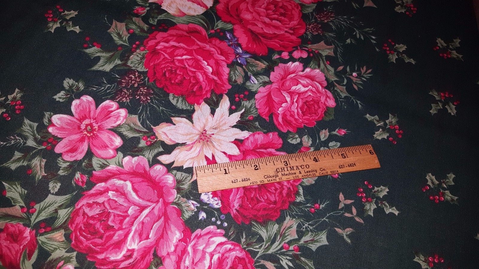 Double Floral Border Print Christmas Tablecloth Fabric 102