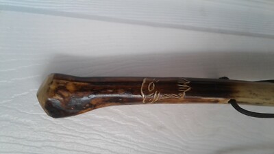 Hand Carved Wood Buffalo 5 ft walking stick lt WT Agave