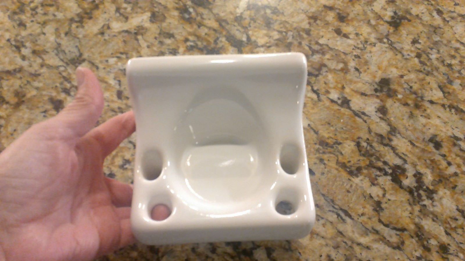 Vtg White Ceramic Tile Bathroom Toothbrush Holder w/Cup Holder Wall Mt USA ~ NOS