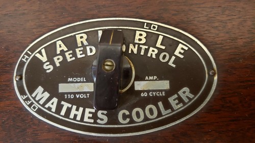 Vintage Electric Fan Mathes Cooler 4-LEG RARE Metal ADJUSTABLE WOOD VANE LOUVERS