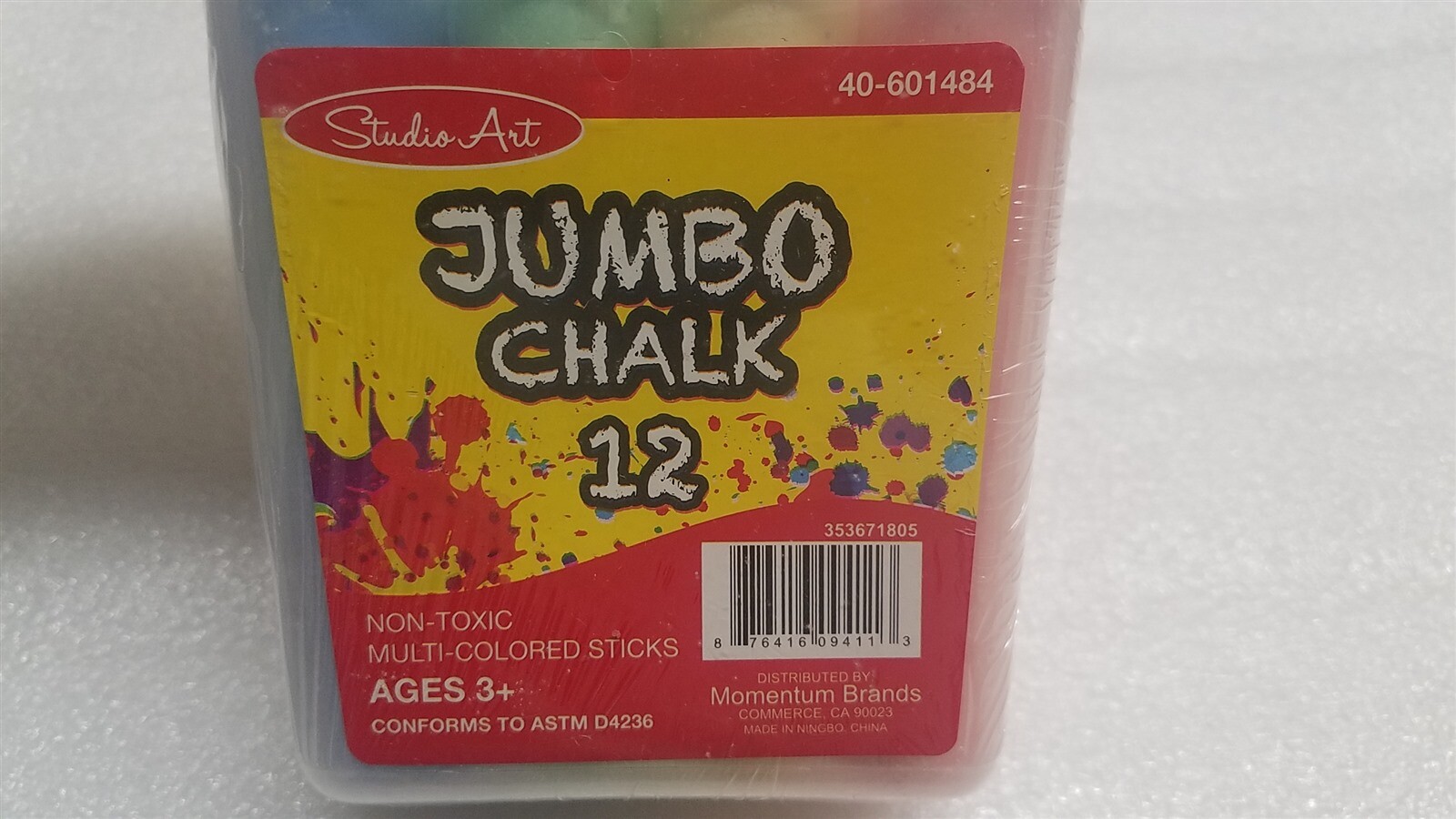 12pc JUMBO CHALK Multi-Colored Sticks STUDIO ART Non-Toxic AGES 3+ 40-601484