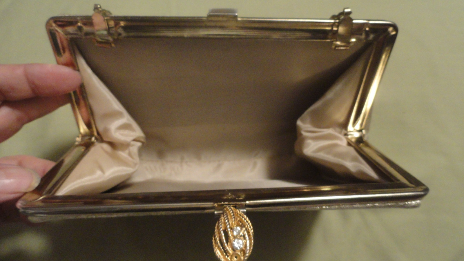 Vintage Light Gold Shimmery Evening Clutch Bag (6771)