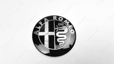 ALFA ROMEO Emblem Schwarz Chrom 74 mm Front  Heck Scudetto 147 156 159 166 MITO