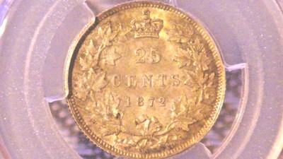 Canada 1872H Twenty-Five Cents (mint state 62)