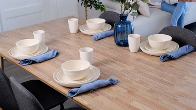 16 Piece Wheat Straw Dinnerware Sets | Unbreakable Microwave Safe Dishwasher ...