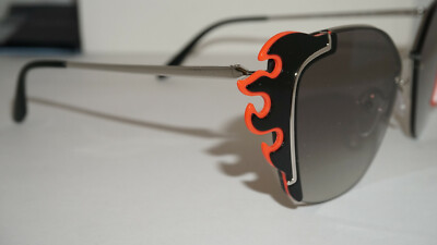 Pre-owned Prada Sunlgasses Silver Black Red Gradient Grey Mirror Pr 59vs 4275o0 64 140 In Gray