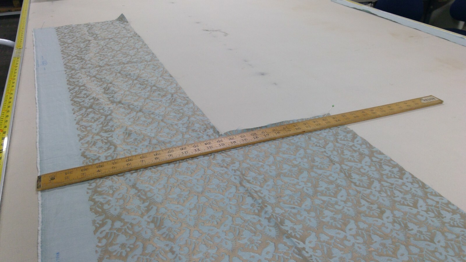 DESIGNER FABRIC - FORTUNY - DELFINO in Aquamarine & silvery gold texture