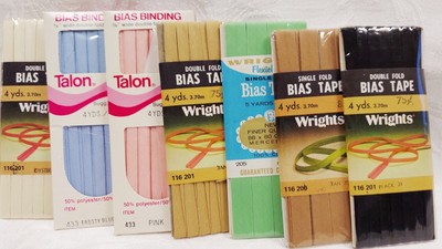LOT OF (7) Vintage Wrights BIAS TAPE- BINDING Single and Double Fold