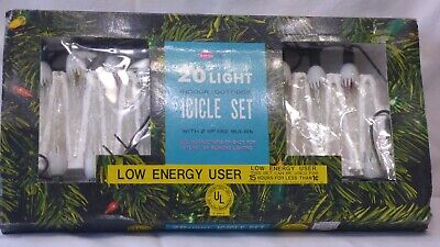 VINTAGE 20 LIGHT INDOOR/OUTDOOR ICICLE SET LOW ENERGY - GOOD WORKING COND.IN BOX