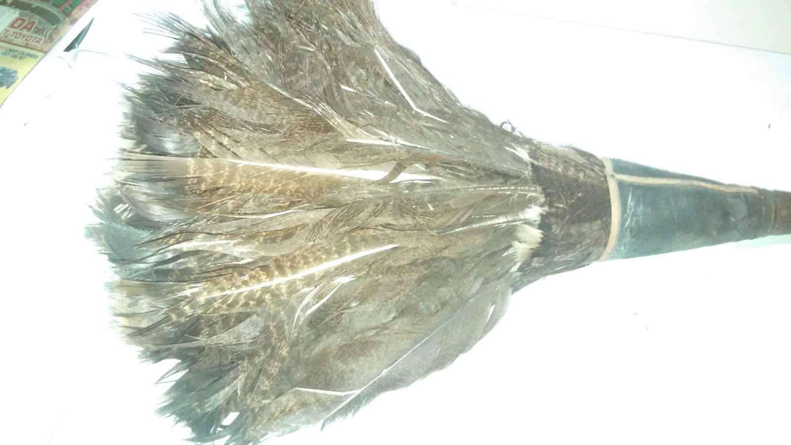 VTG  Feather Duster Wooden Handle  30”