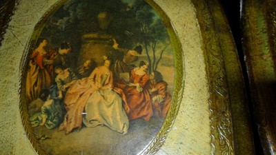 VINTAGE pair ITALIAN FLORENTINE GOLD  PICTURES PLACQUES  -7 1/4
