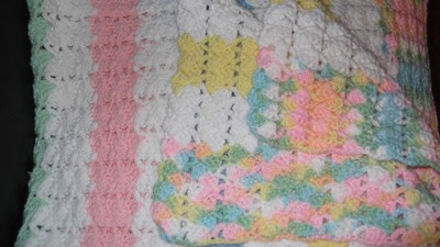 HANDMADE AFGHAN BABY BLANKET MULTI COLOR STRIPED 29