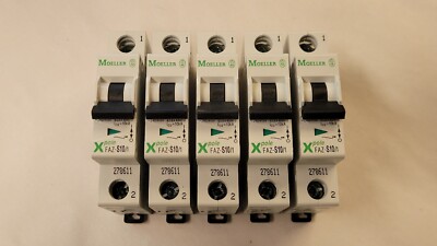 New Lot Of 5 Moeller X Pole FAZ-S10/1 Circuit Breakers