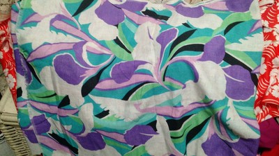 RICH HUGE LARGE ABSTRACT MOD FLORAL TROPICAL PRINT LINEN 3 YARDS 45 WIDTH