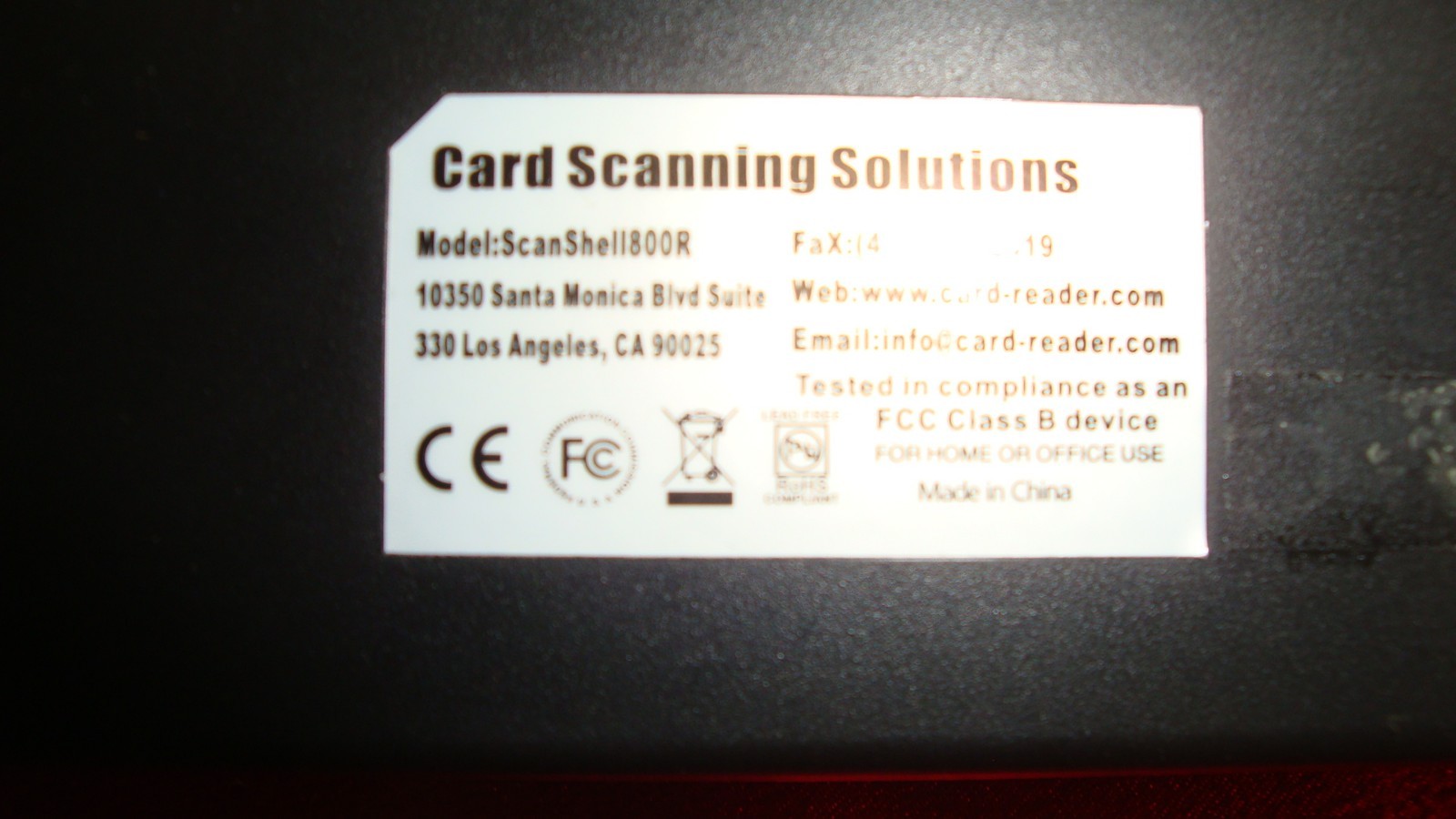Card Scanning Solutions ScanShell 800 Card Scanner
