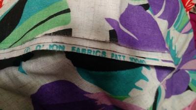 RICH HUGE LARGE ABSTRACT MOD FLORAL TROPICAL PRINT LINEN 3 YARDS 45 WIDTH
