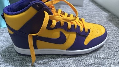 Nike Dunk High Retro Shoes Men's Size 7 Uk Sneaker Lakers Yellow Basket New