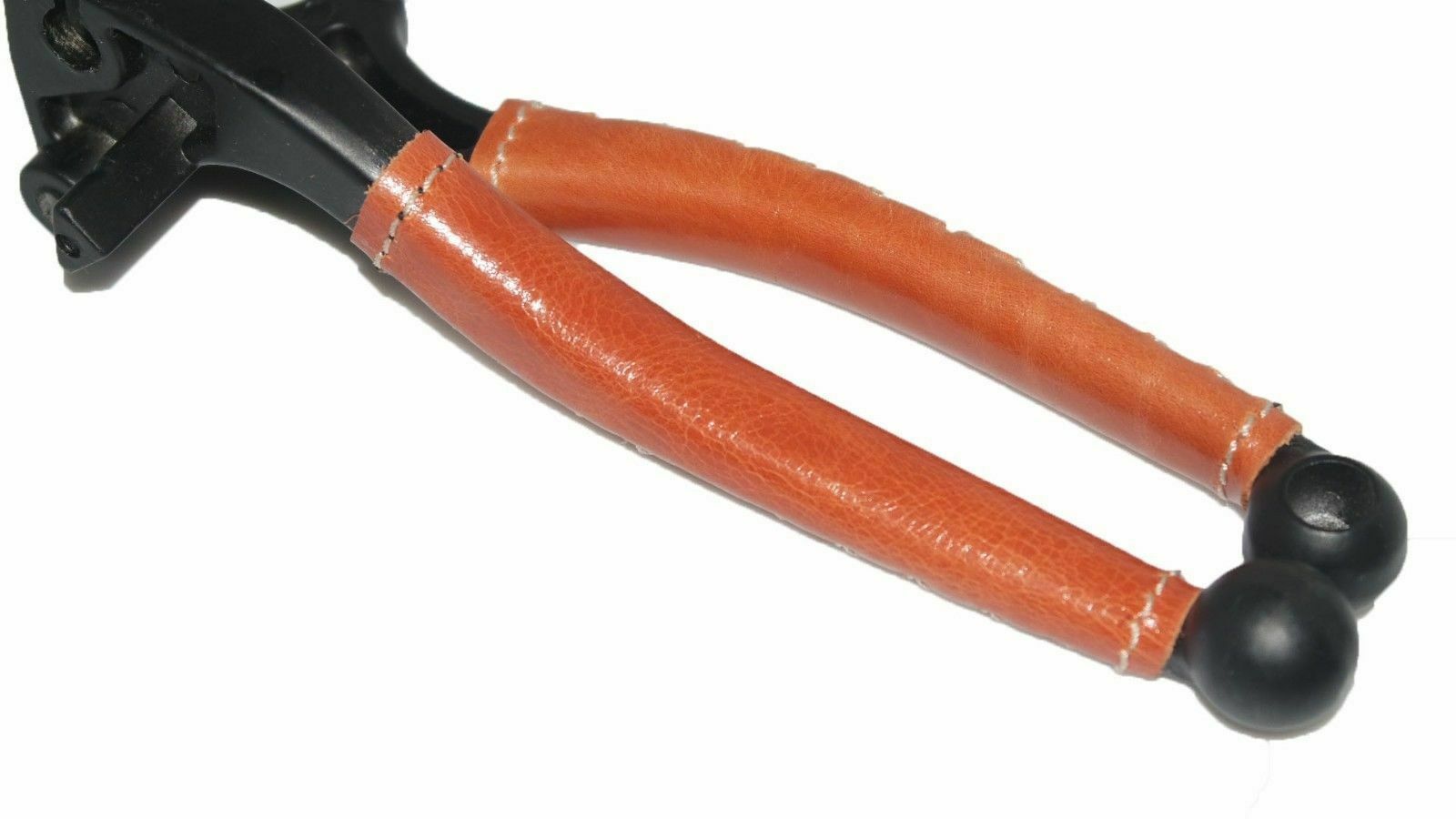 Fits Royal Enfield Tan Leather Covered 7/8" Handlebar Grip & Lever Set 