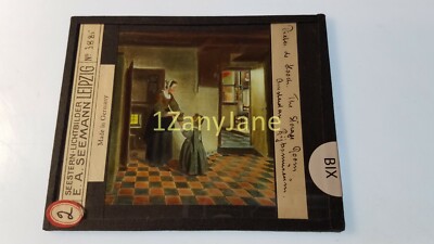 Glass Magic Lantern Slide BIX Pieter de Hooch THE STORAGE ROOM, WOMAN