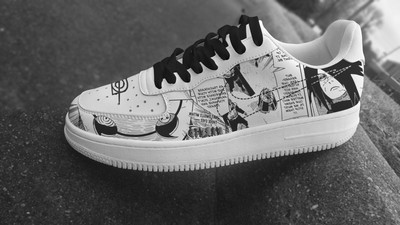 New Custom Anime Air Force Shoes White Black Madara Naruto Shippuden