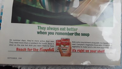 Vtg 1964 Magazine Advertisement for Campbell's Vegetable Soup-Great Pics! (815)
