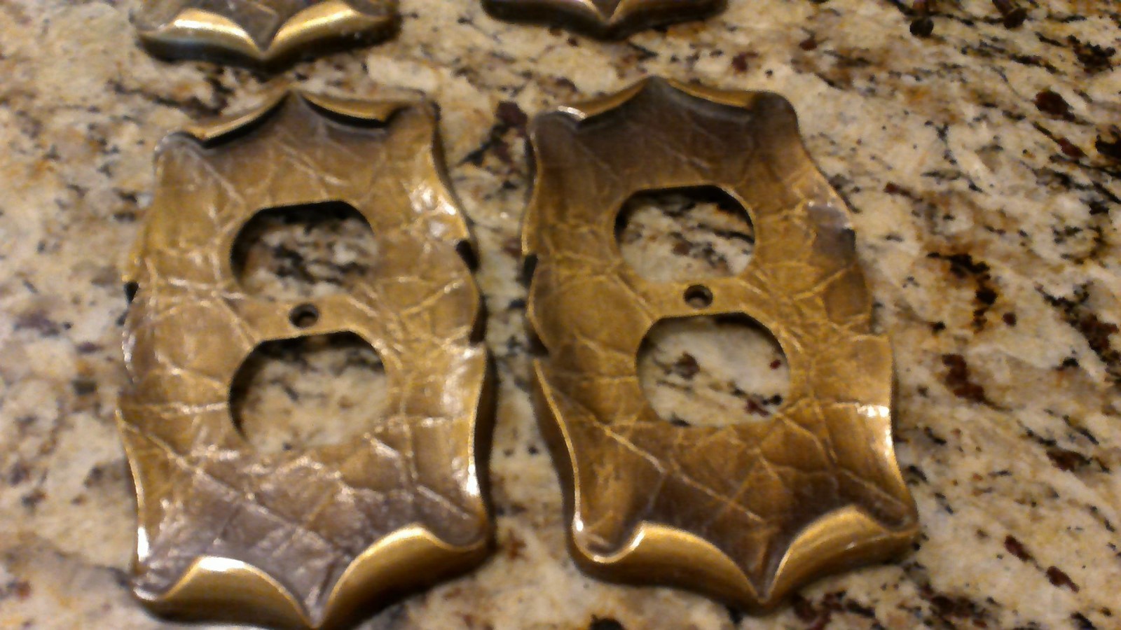 Set 4 Vintage CSA Carriage Decorative Metal Wall Plug Covers Plates Brass Rolled