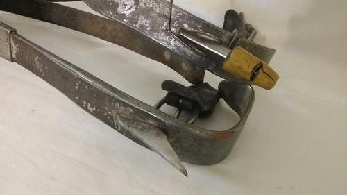 VINTAGE PAIR 1950'S BELL CLIMBERS GAFFS TREE POLE CLIMBING SPIKES LINEMAN