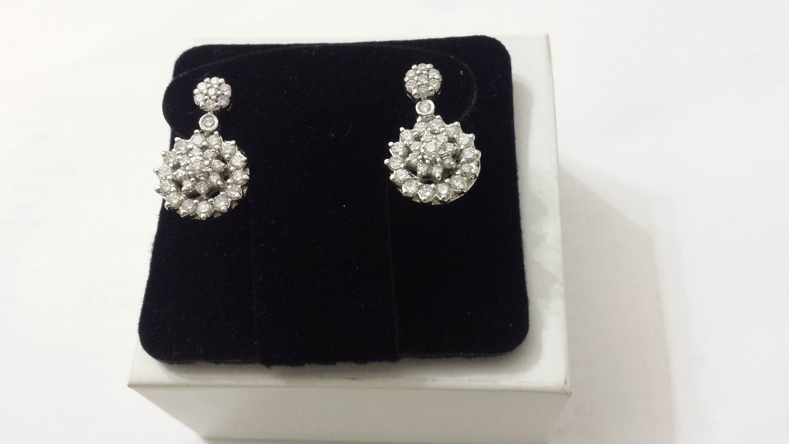 Pre-owned Teachers Jewelry Diamond Earrings 14k White Gold Flower Cluster Design 3 Ct. G-h Color Si Quality