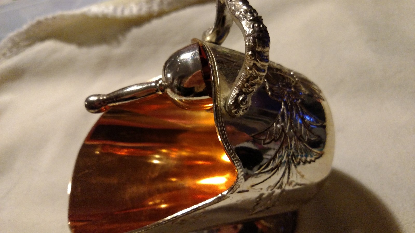 Vtg Antique Silver Sugar Scuttle&Scoop Tarnish Resistant old Table Kitchen Decor