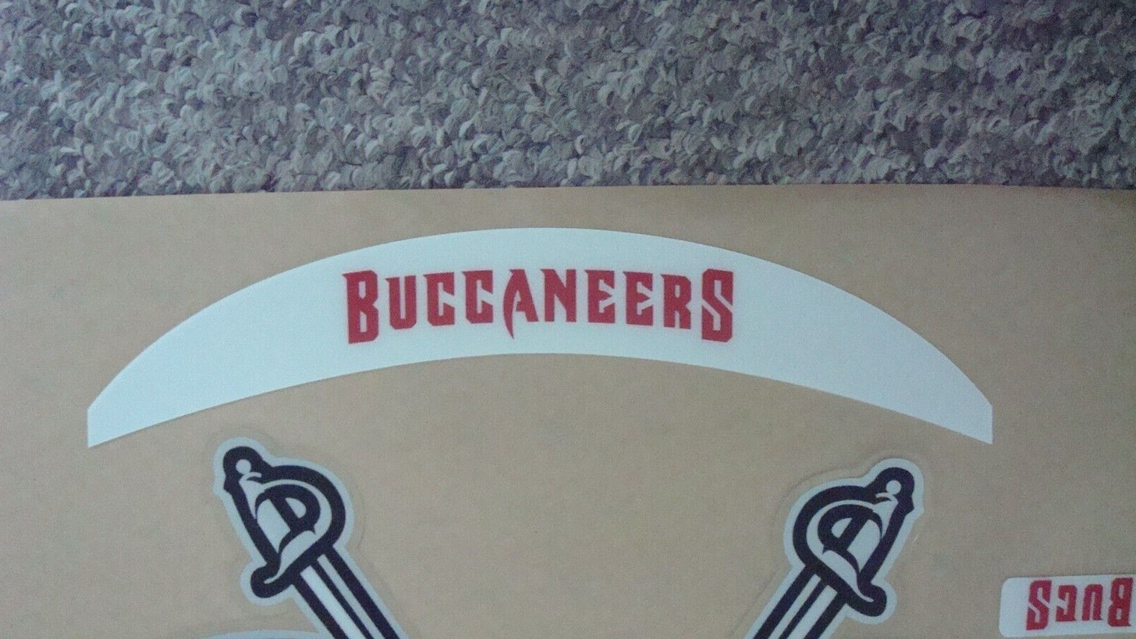 TAMPA BAY BUCCANEERS FULL SIZE FOOTBALL HELMET DECALS W/BUMPERS 4.5&rdquo; W x 5.5&rdquo; H