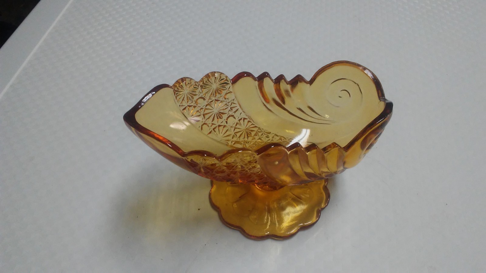 Depression glass Amber Cut Crystal Serving Dish