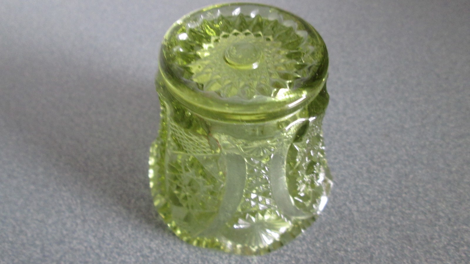 Vintage Toothpick Holder Sandwich Glass Pale Green Depression Saw Tooth Edge