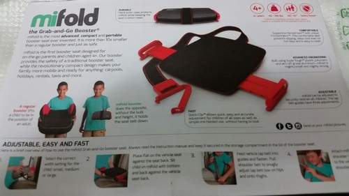 Mifold the child grab and go booster slate grey 40 - 100lbs. 4+ 40-57 inches