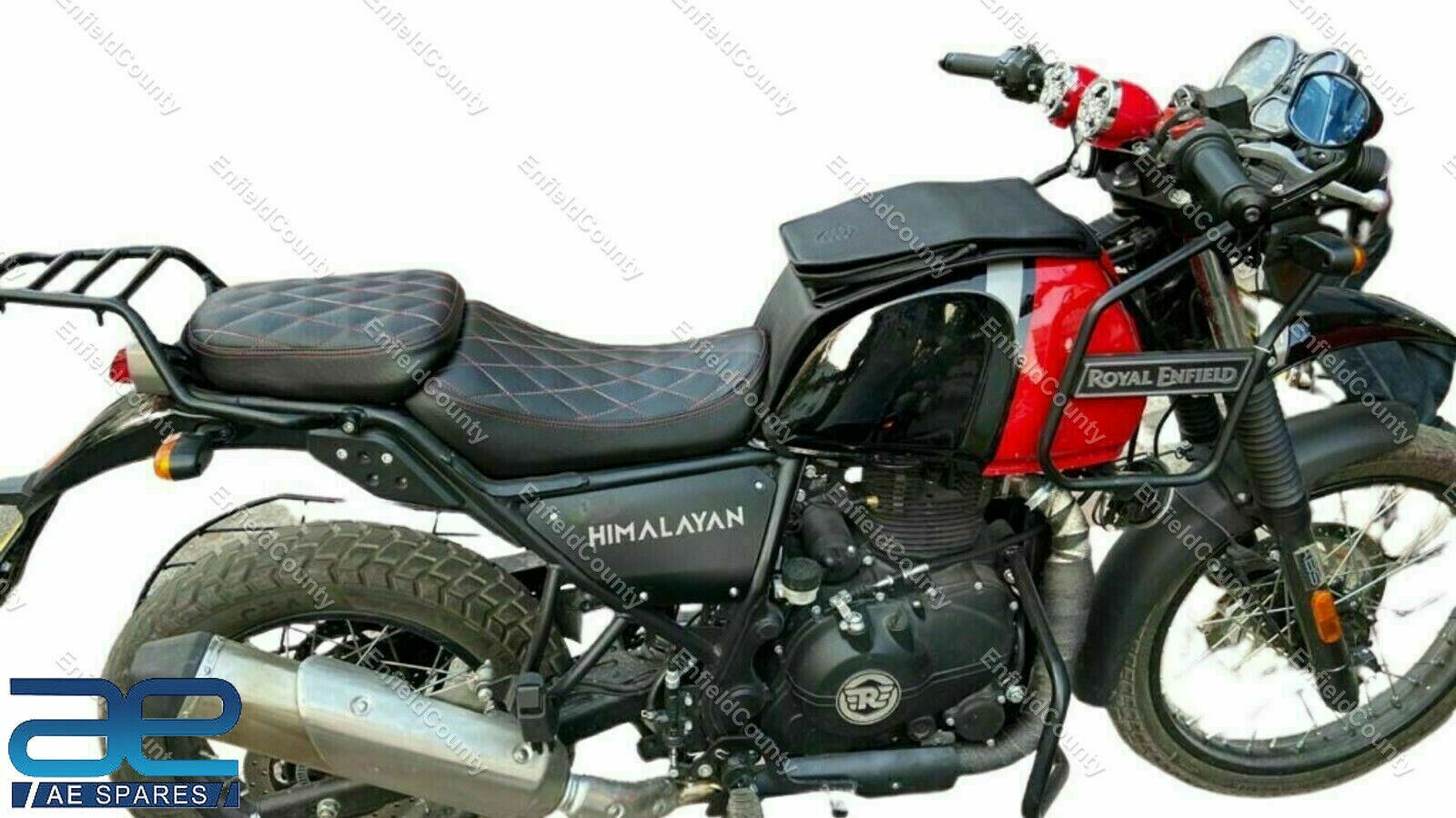 Cushion Seat Cover Black With Red Stitching For Royal Enfield Himalayan