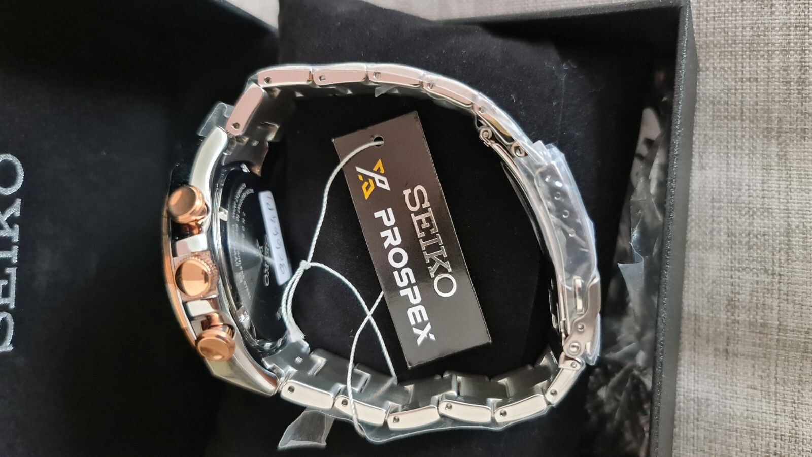 Pre-owned Seiko Prospex Ssc664p1 Solar Watch Rubber V194 Chronograph 100m Brown Rosegold