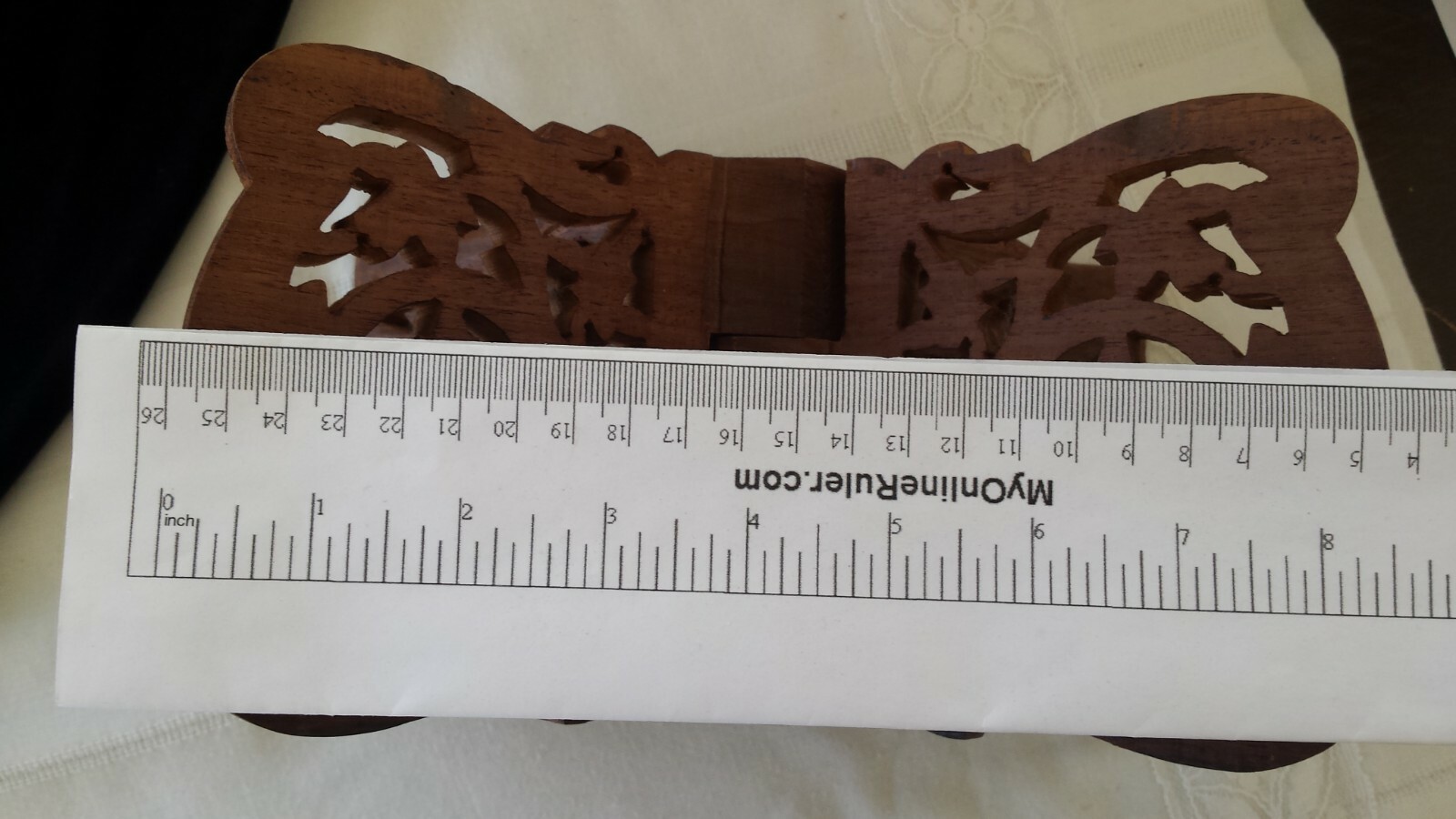 Book Stand Hand Carved Wooden Folding Bible or Cookbook Ornate Holder VTG