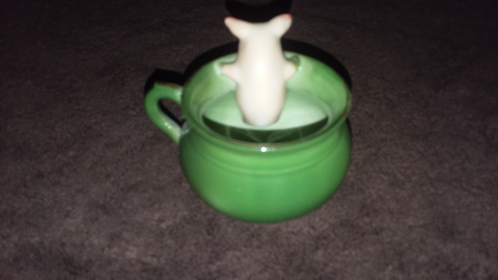 Vintage German Pink Pig Porcelain Figurine - Pig Sitting in Tea Cup