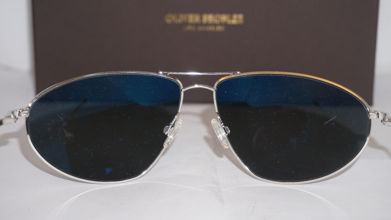Pre-owned Oliver Peoples Sunglasses Kallen Silver Blue Aviator Ov1261s 5036p2 62 14 135 In Gray