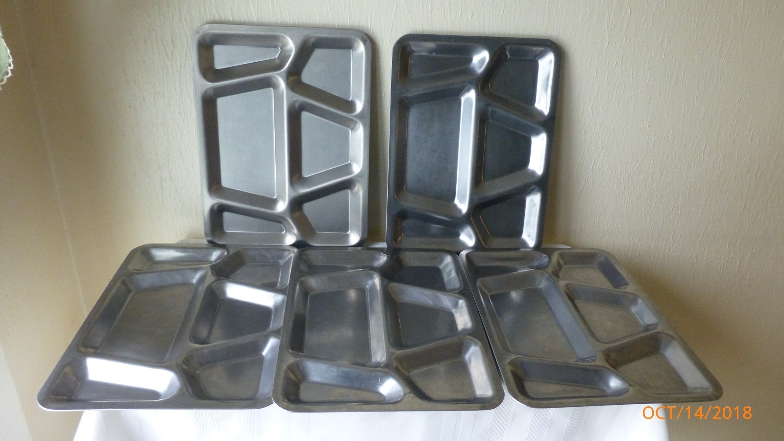 Vintage Steel Prison Military Cafeteria Heavy Duty Lunch Food Tray 1951 Set of 5