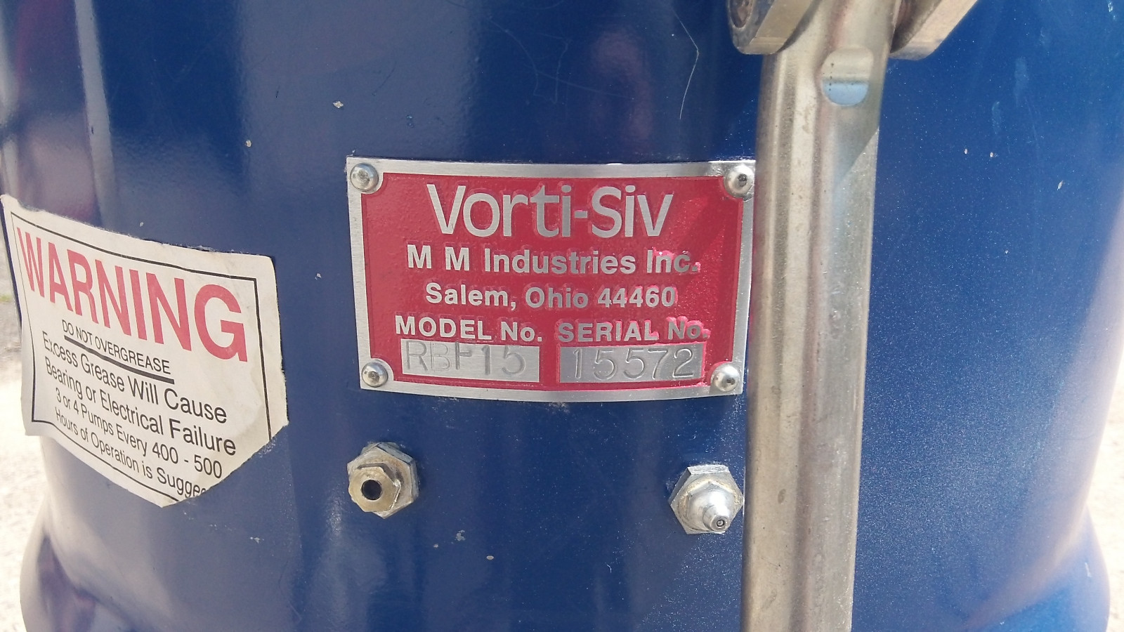 POWDER SIFTER -- VORTI-SIV   RBF15 WITH 94 MESH SIEVE