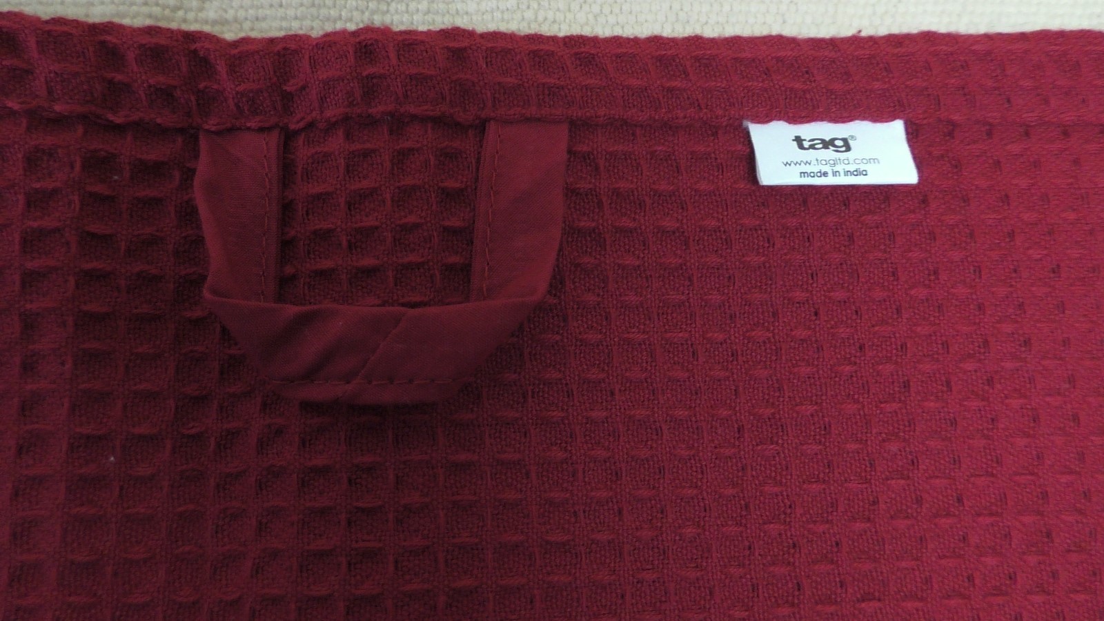 New Red Moppine, label says Tag, 100% cotton made in India