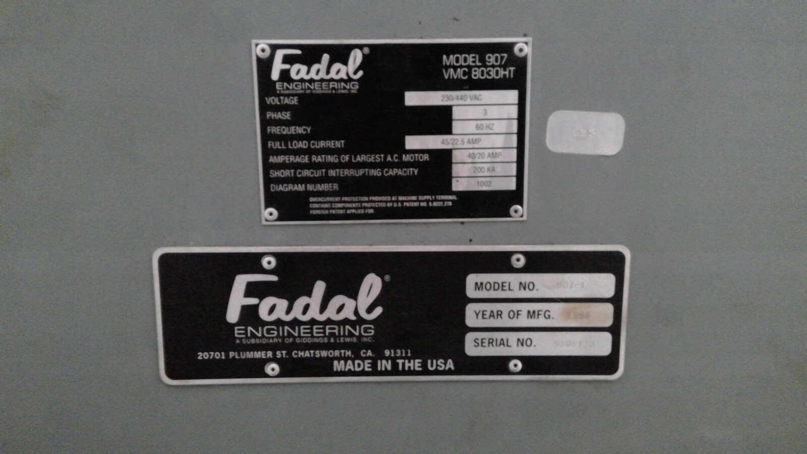 1998 Fadal 8030HT Vertical Machining Center With Tritech M 4510 5 Axis Head