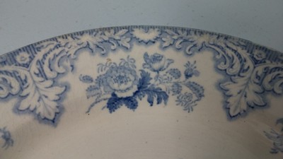 Antique Staffordshire Soup Bowl MANSION Blue Scenic Transfer ware Edwards