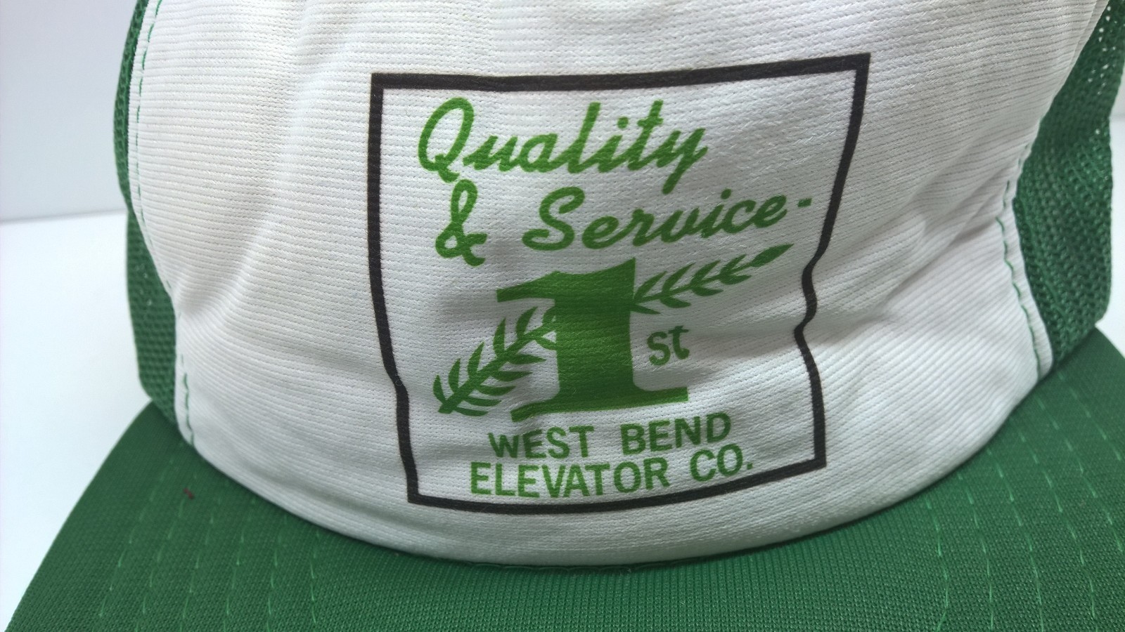 Vintage West Bend Elevator Co. Hat Cap Green Mesh Snapback Seed Feed Iowa