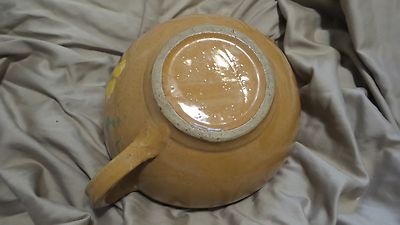 Vintage Yellow Ware Mixing Bowl Spout Handle Cold Paint 9